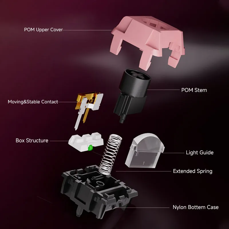 Kailh MIX-5 Pink Switch Linear Switch Hi-Fi Clack Sound BOX Structure Dustproof for Gaming and Typing