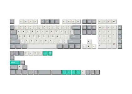Cherry Profile Double - Shot PBT Full Set Keycaps- Gray White Mint