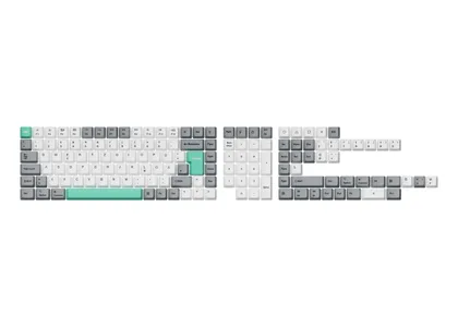 ISO OEM Dye-Sub PBT Full Set Keycap Set - Gray White Mint ISO DE