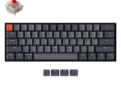 Keychron K12 60% compact hot-swappable wireless mechanical keyboard for Mac and Windows with White RGB backlight Gateron mechanical switch red