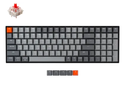 Keychron K4 Version 2 Hot-swappable Wireless Mechanical Keyboard, 100-keys layout for Mac Windows iOS with Gateron red switch with type-C RGB or white backlight