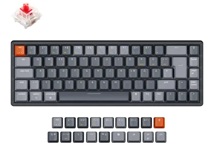 Keychron K6 65 percent compact wireless mechanical keyboard for Mac Windows iPad tablet German ISO DE layout Gateron mechanical red switch with RGB backlight aluminum frame
