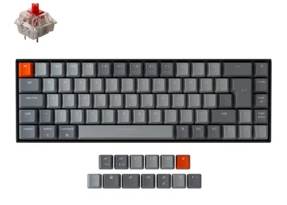 Keychron K6 65 percent compact wireless mechanical keyboard for Mac Windows iPad tablet UK ISO layout Gateron mechanical red switch with RGB backlight and hot-swappable