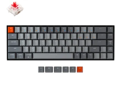 Keychron K6 hot-swappable compact 65% wireless mechanical keyboard for Mac Windows iOS Gateron switch red with type-C RGB white backlight