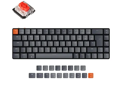 Keychron K7 ultra slim compact wireless mechanical keyboard for Mac Windows low profile Gateron red switch white backlight German ISO DE layout