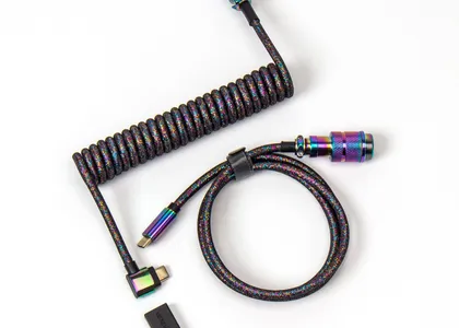 Keychron Premium Coiled Aviator Type-C Cable Black Angled