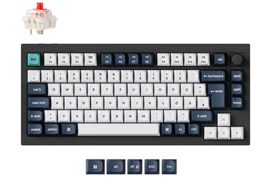 Keychron Q1 Max QMK/VIA wireless custom mechanical keyboard 75 percent layout full aluminum black for Mac Windows Linux Gateron Jupiter red ISO German layout