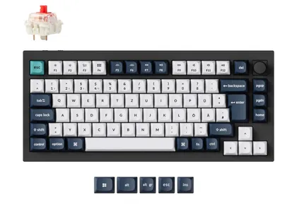 Keychron Q1 Max QMK/VIA wireless custom mechanical keyboard 75 percent layout full aluminum black for Mac Windows Linux Gateron Jupiter red ISO German layout