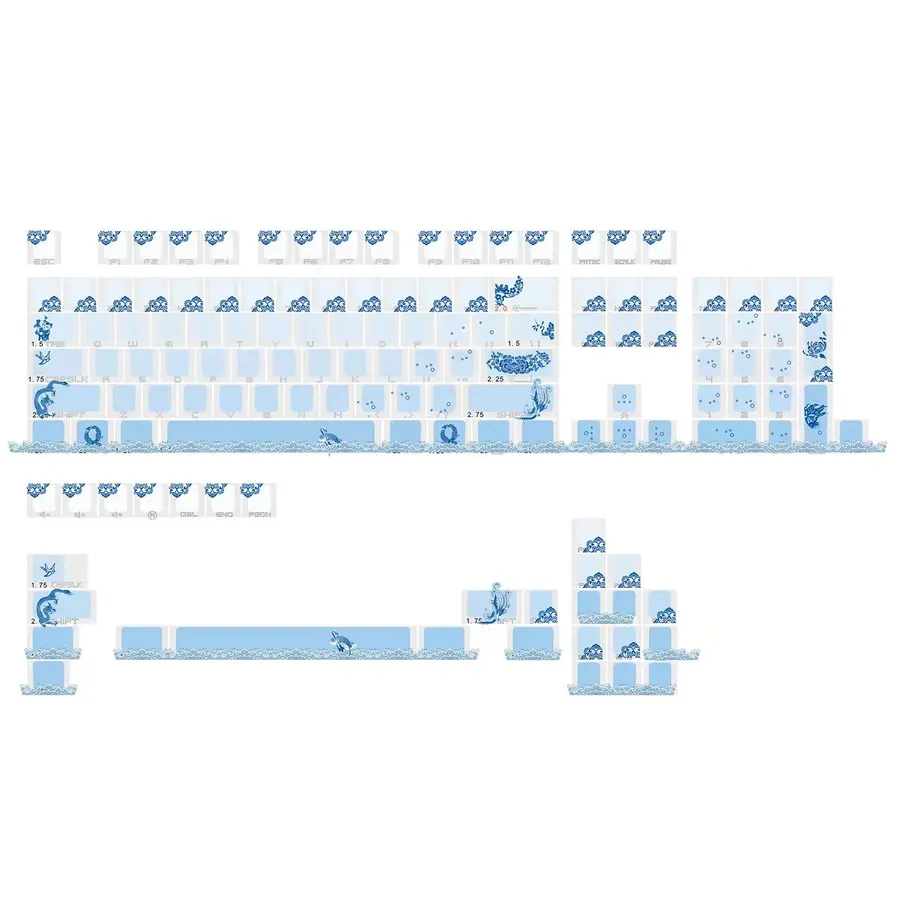 JKDK ZenQuil Ocean Side-Print OEM PBT Keycap Set