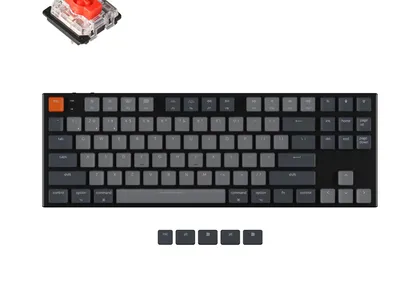 Keychron k1 v5 ultra slim wireless mechanical keyboard 87 keys white backlight gateron mechanical low profile red switch