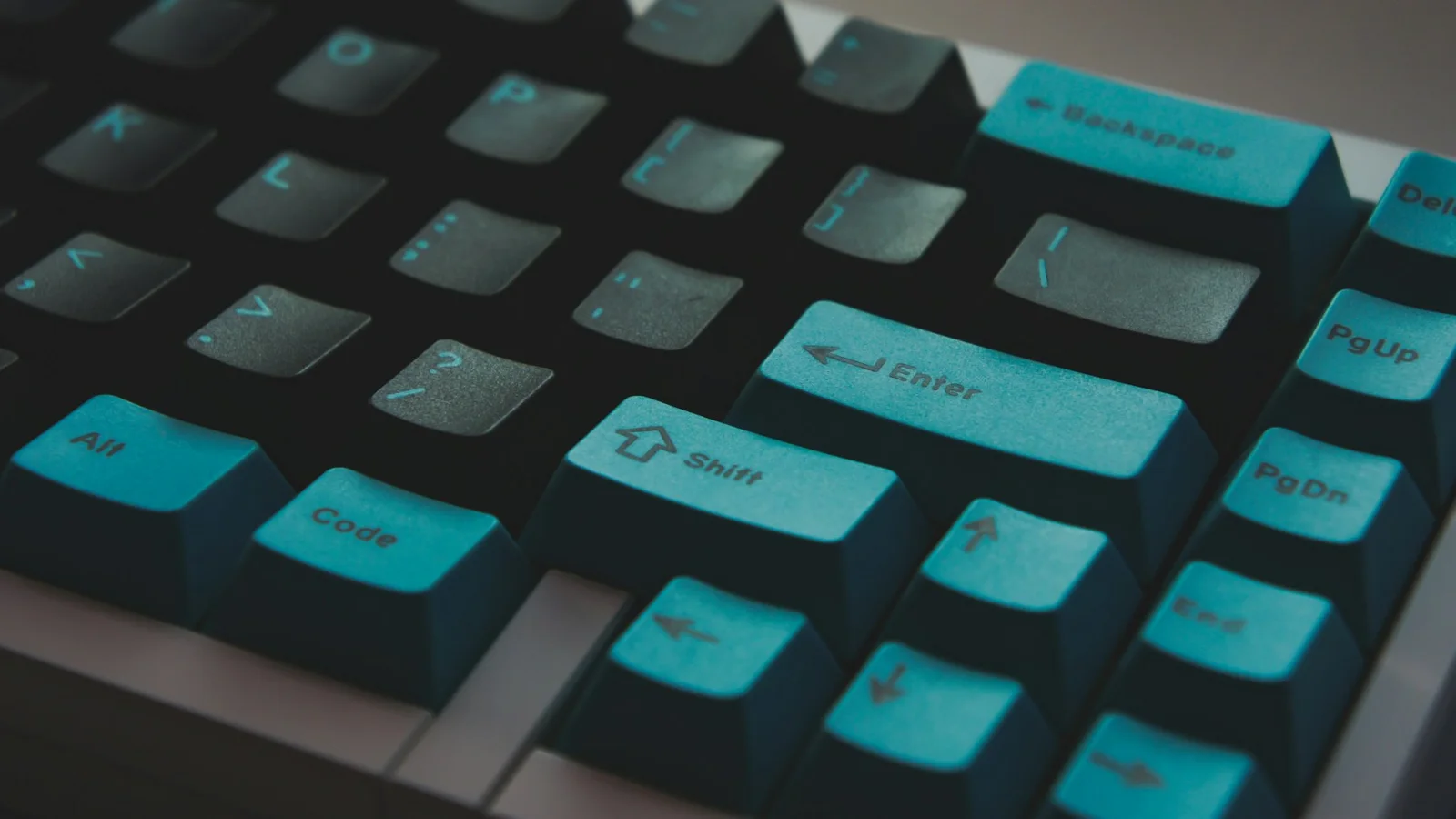Black-and-white mechanical keyboard viewed from above